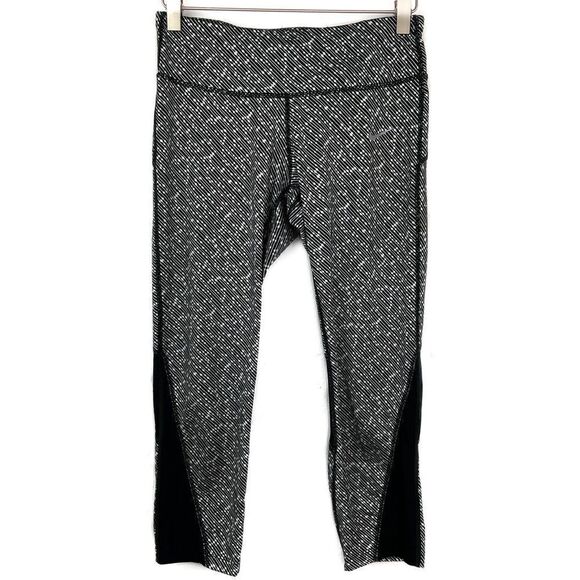 Nike Olive Green White Dri-Fit Striped Cropped Legging Small - Picture 1 of 6